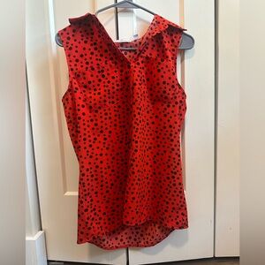 Notations Red top with black polka dots, like new!
